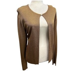 Vintage Cardigan Top Sweater Womens Size L Brown Metallic Vintage 90s Y2K Granny